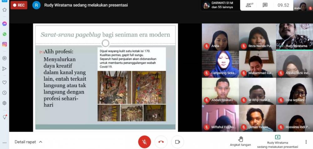 HMP Pandawa Sastra Daerah FIB UNS,  Adakan Webinar dengan Tajuk Seniman di masa Pageblug